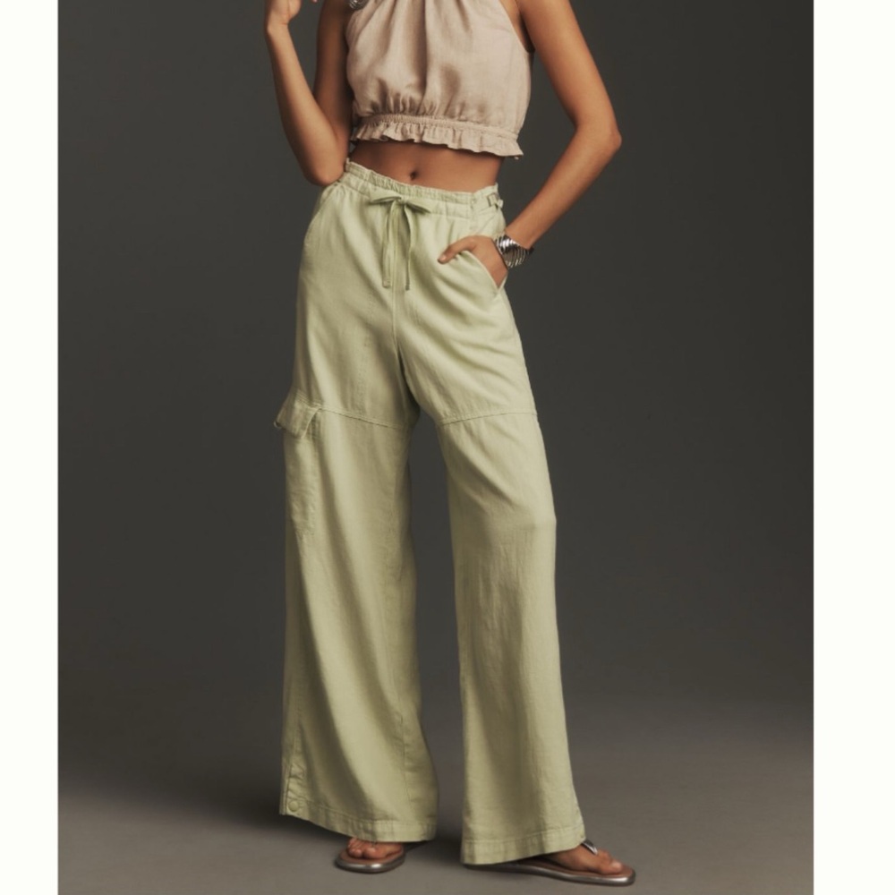 Anthropologie Pilcro Linen Beach Cargo Pants, XL